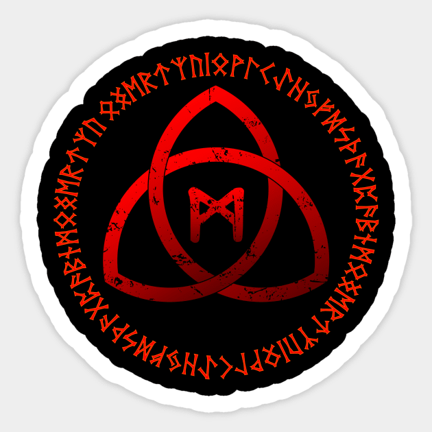 Nordic rune circle and MANNAZ rune Sticker by opooqodesign